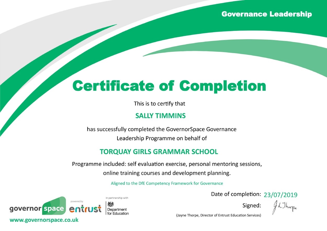 Sally Timmins Certificate